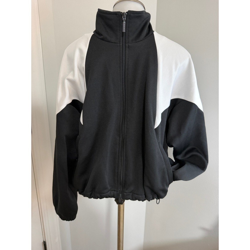 Adidas Originals Women Black White Colorblock Full Zip Track Jacket Size Medium